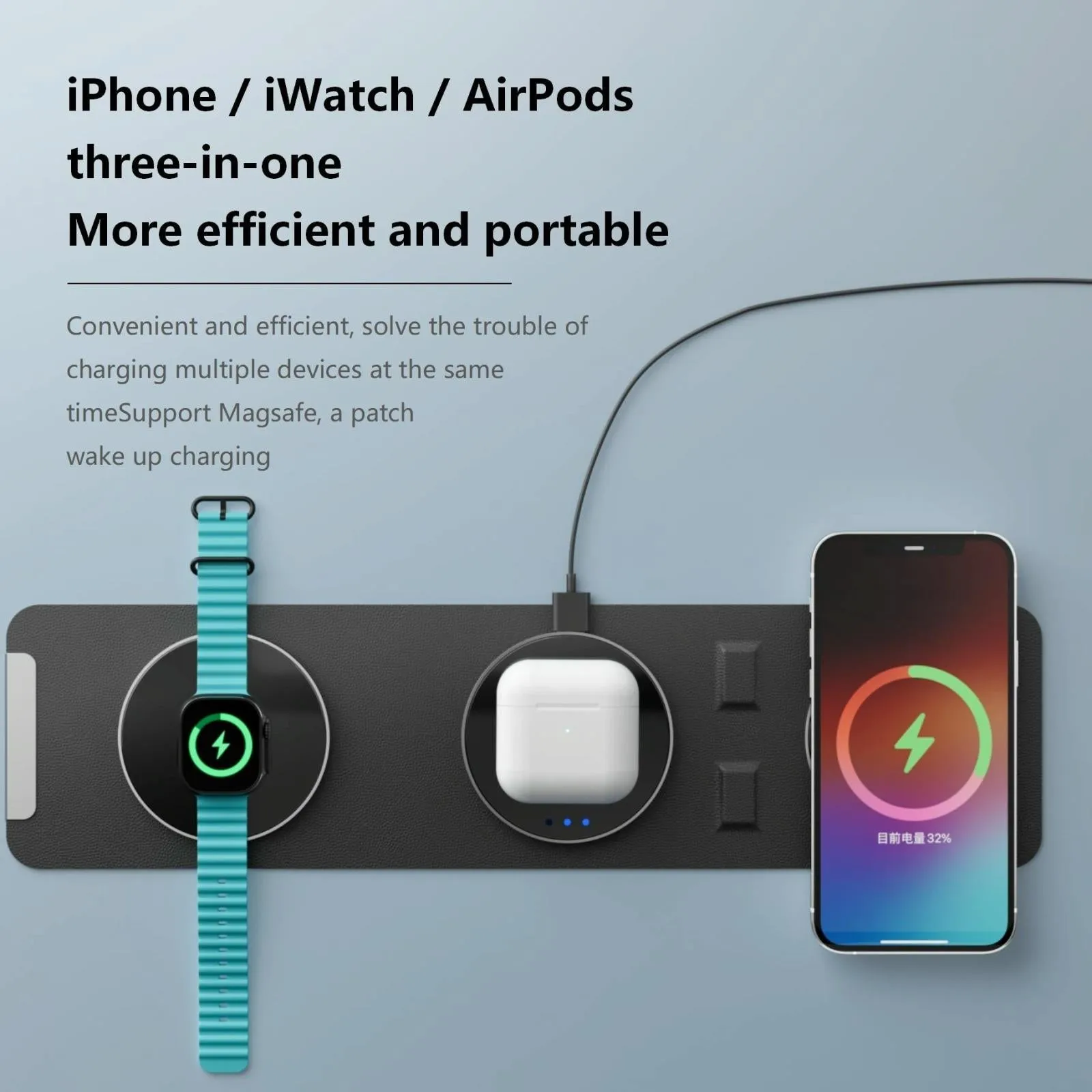 15W 3 In 1 Magnetic Wireless Charger