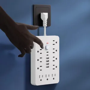 17-in-1 US Power Outlet Surge Protector with 11 AC Outlets, 4 USB Ports (2 Type-C), Desktop Charging Station
