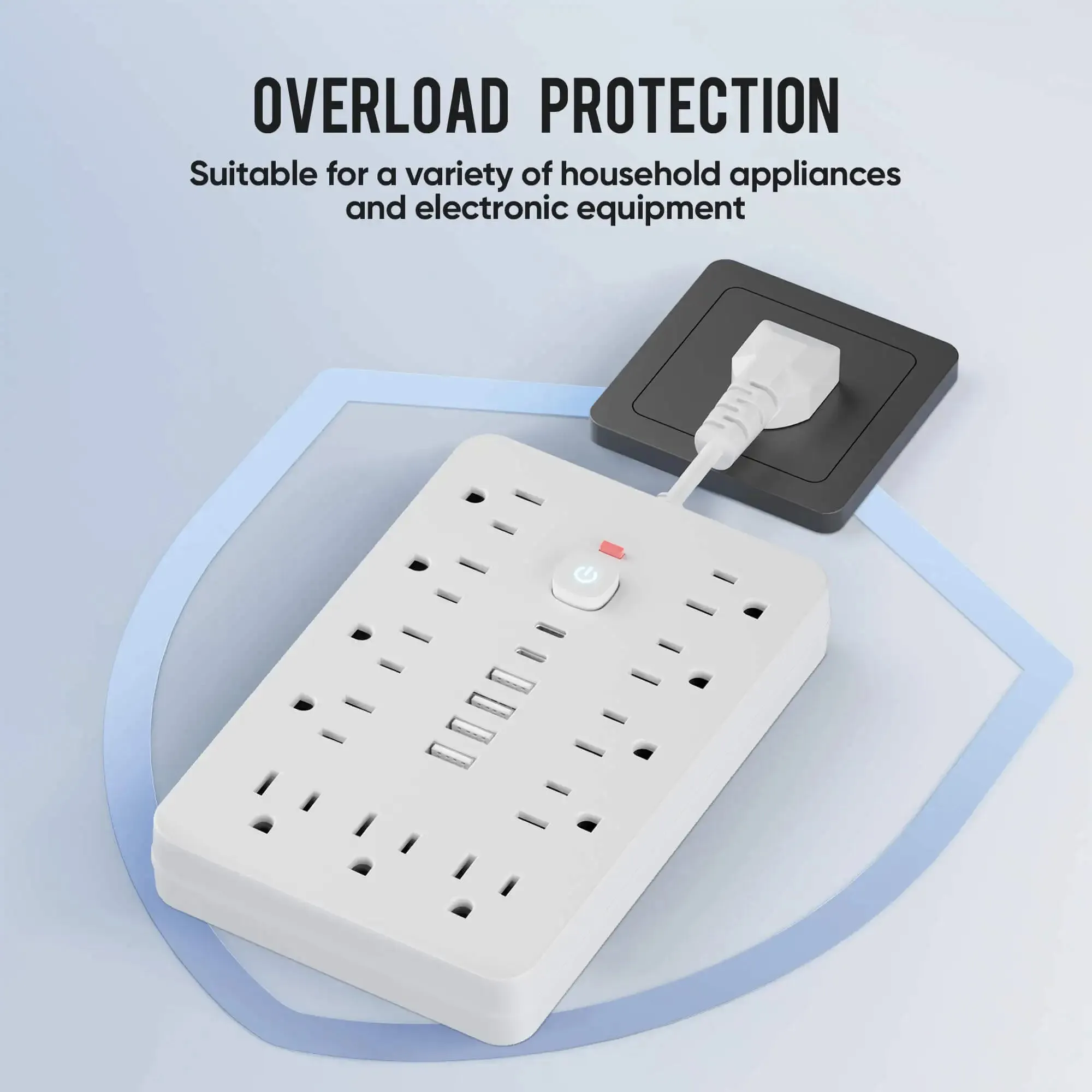 17-in-1 US Power Outlet Surge Protector with 11 AC Outlets, 4 USB Ports (2 Type-C), Desktop Charging Station