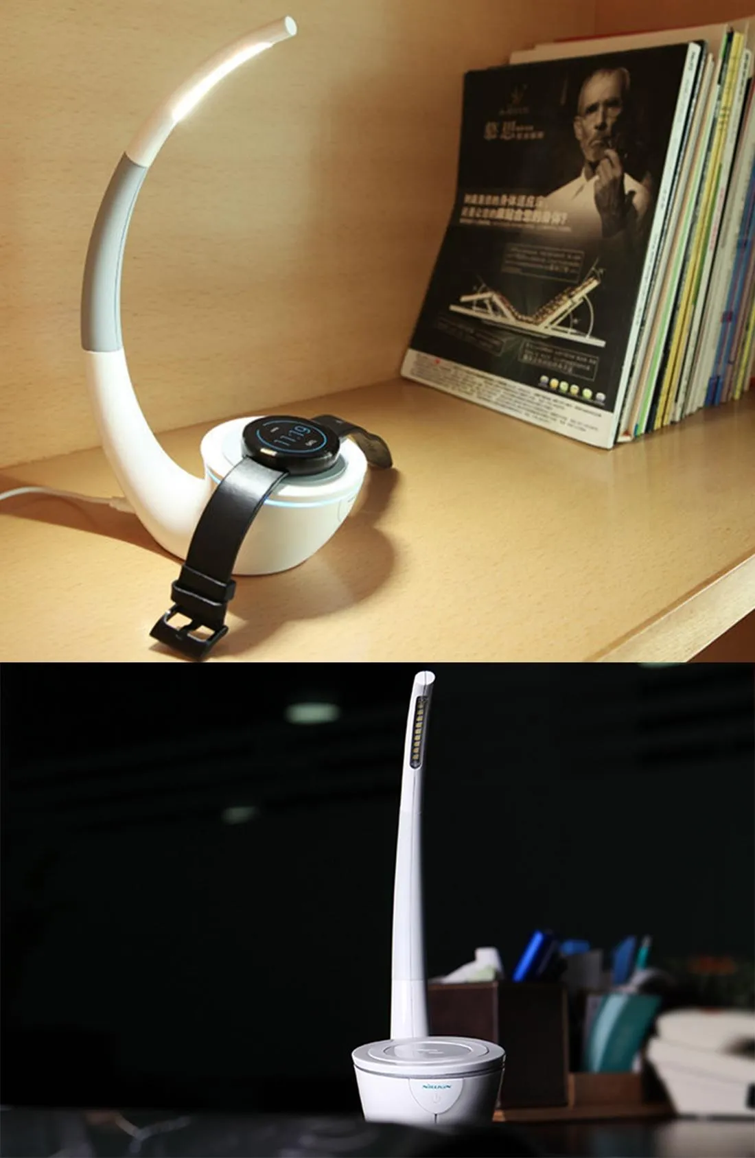 2 In 1 Wireless Charger & Led Light With Usb Port