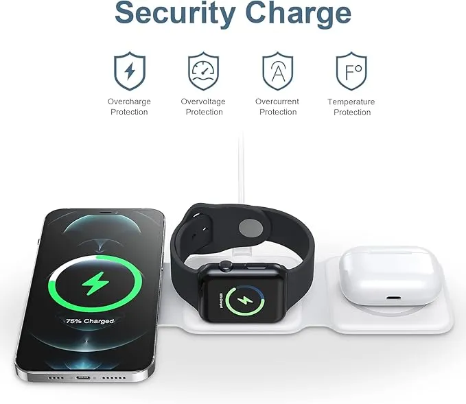 3-in-1 Foldable Magnetic Wireless Charging Station, Foldable Wireless Charging Pad