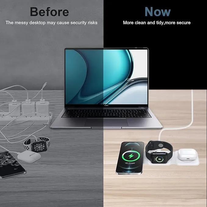 3-in-1 Foldable Magnetic Wireless Charging Station, Foldable Wireless Charging Pad