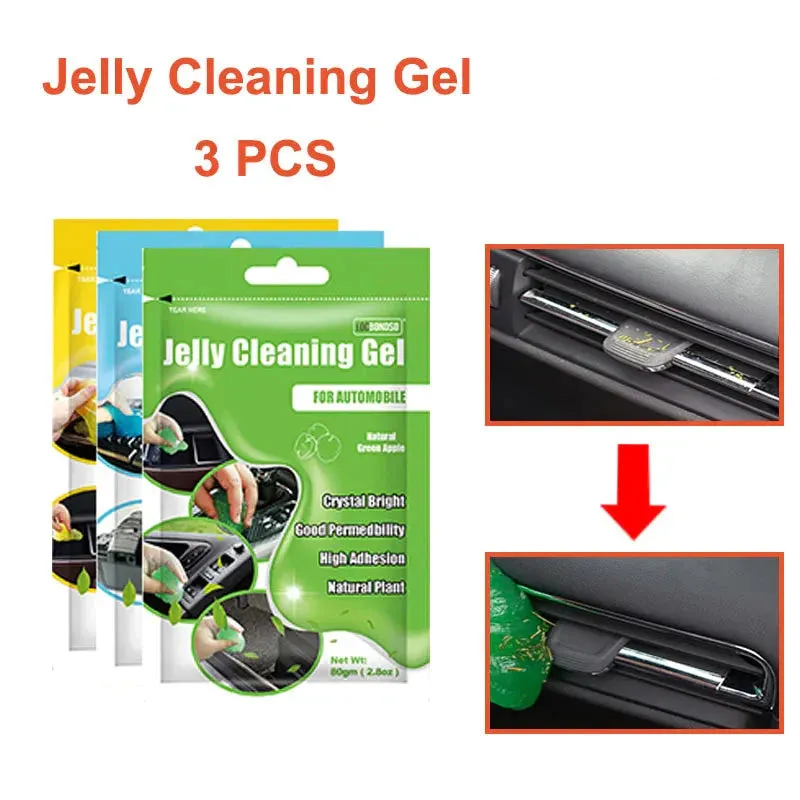 3Pc Car Vent Dust Cleaning Gel Reusable Magic Cleaner