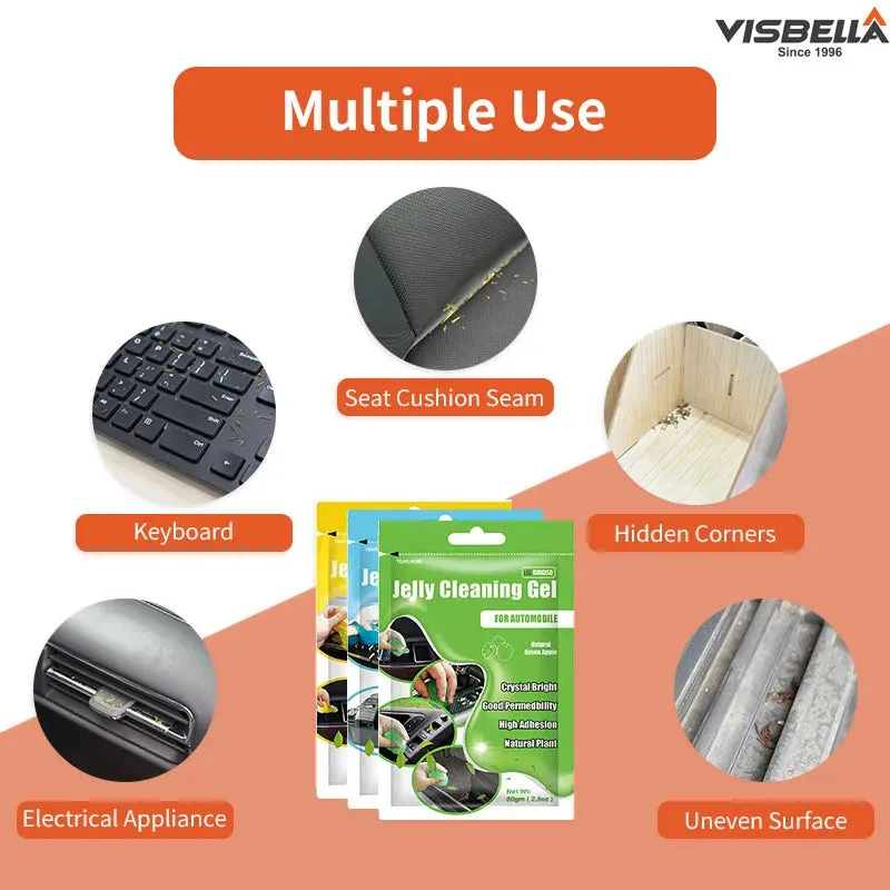 3Pc Car Vent Dust Cleaning Gel Reusable Magic Cleaner