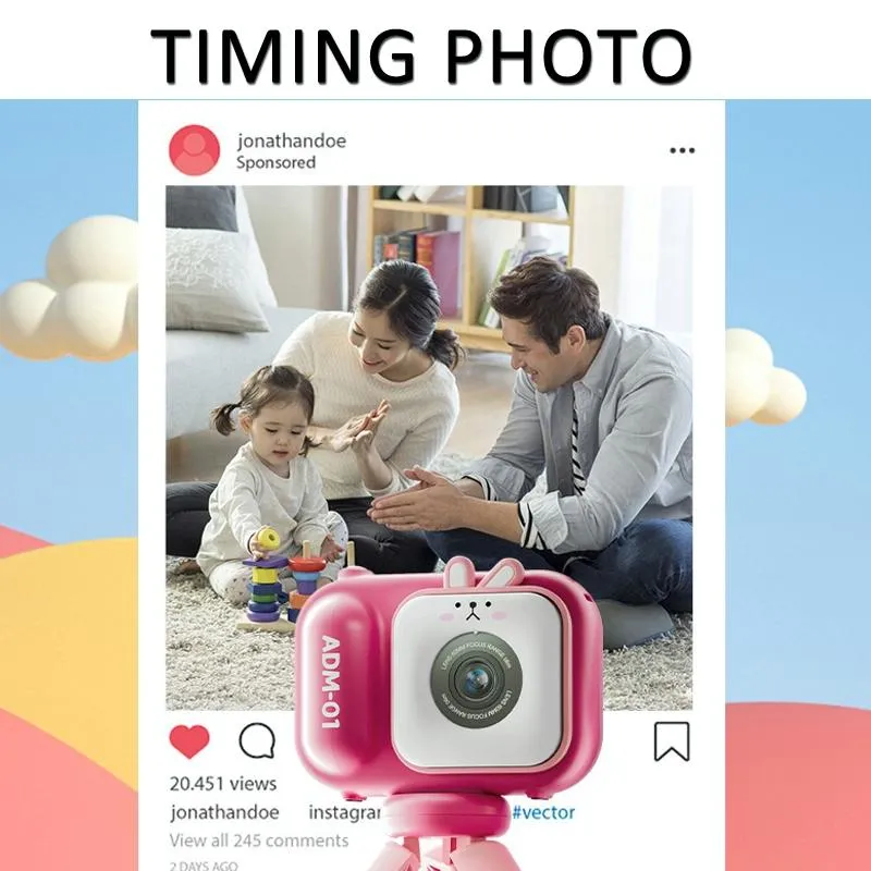 48MP Dual Lens Kids Digital Camera with 2.4" IPS Screen & 32GB TF Card | Blue Fox | With 64GB TF Card | Pink Bunny