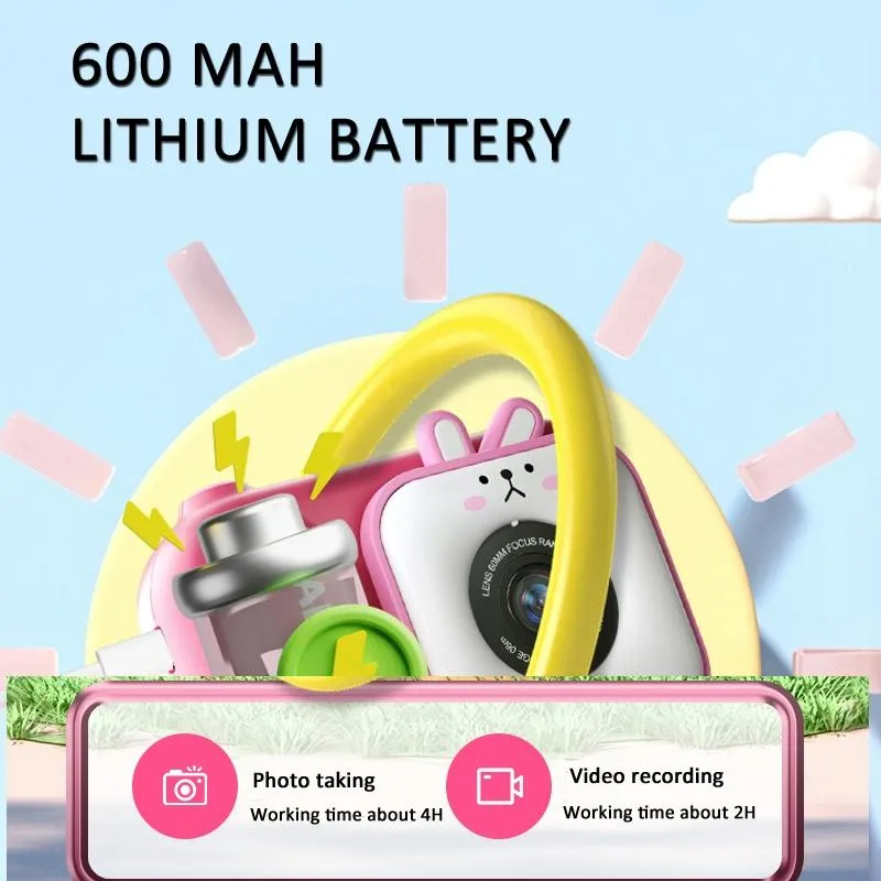 48MP Dual Lens Kids Digital Camera with 2.4" IPS Screen & 32GB TF Card | Blue Fox | With 64GB TF Card | Pink Bunny