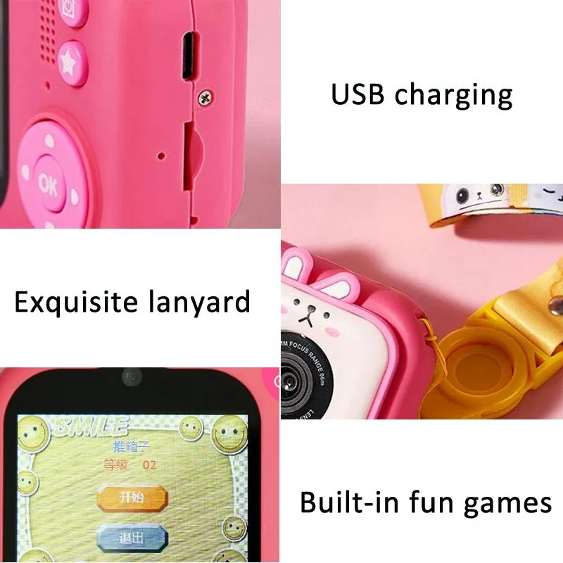 48MP Dual Lens Kids Digital Camera with 2.4" IPS Screen & 32GB TF Card | Blue Fox | With 64GB TF Card | Pink Bunny