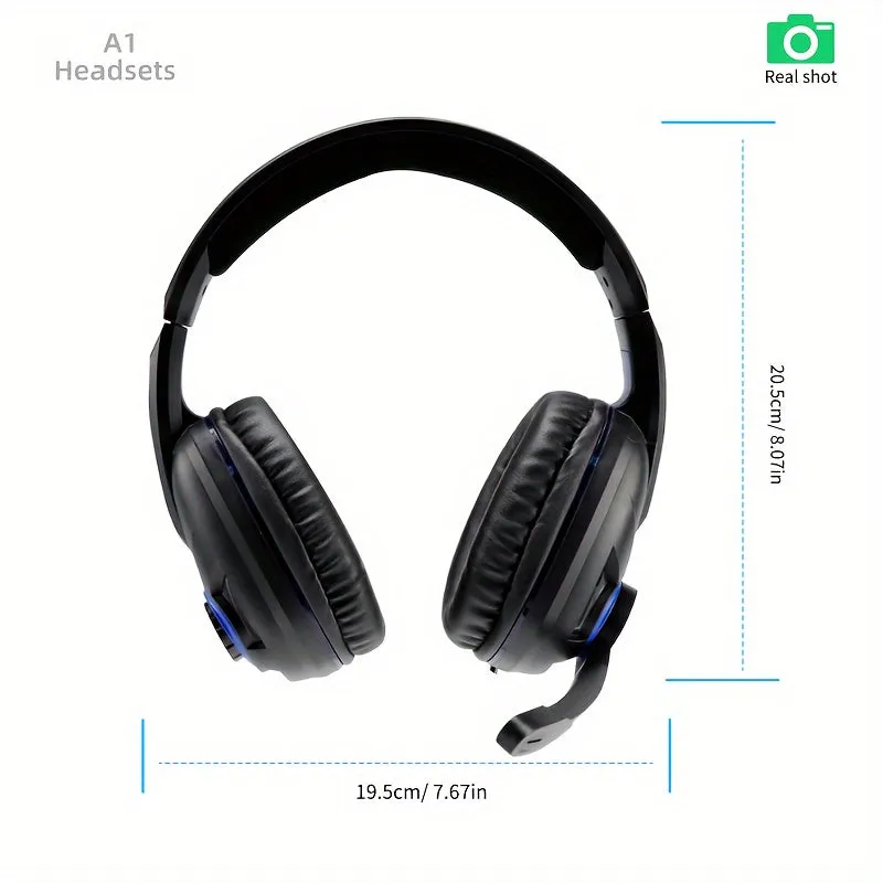 A1 Gaming Headset With Microphone E-sports Computer Wired Headset Noise Reduction Desktop Notebook Stereo Light-emitting Chicken Online Class Learning And Office [single Plug Version] 3.5 Single Plug