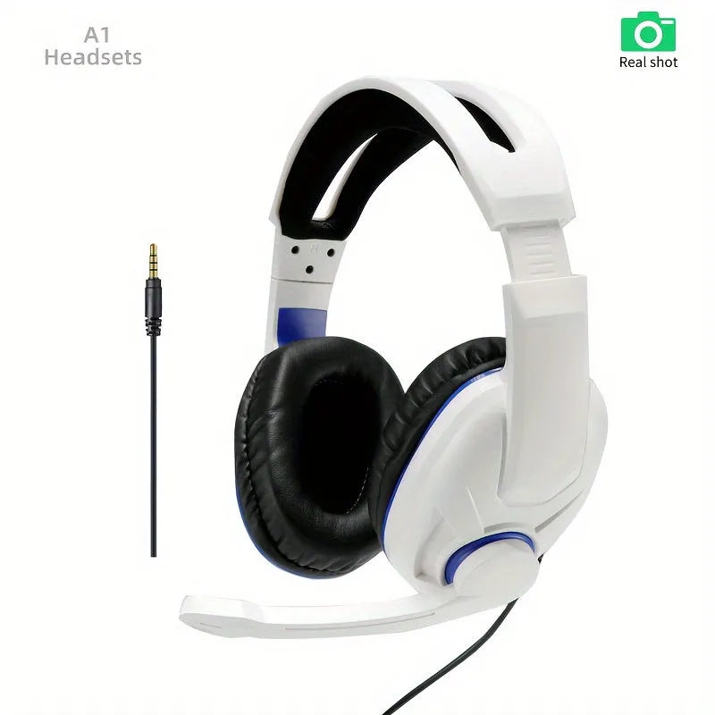 A1 Gaming Headset With Microphone E-sports Computer Wired Headset Noise Reduction Desktop Notebook Stereo Light-emitting Chicken Online Class Learning And Office [single Plug Version] 3.5 Single Plug