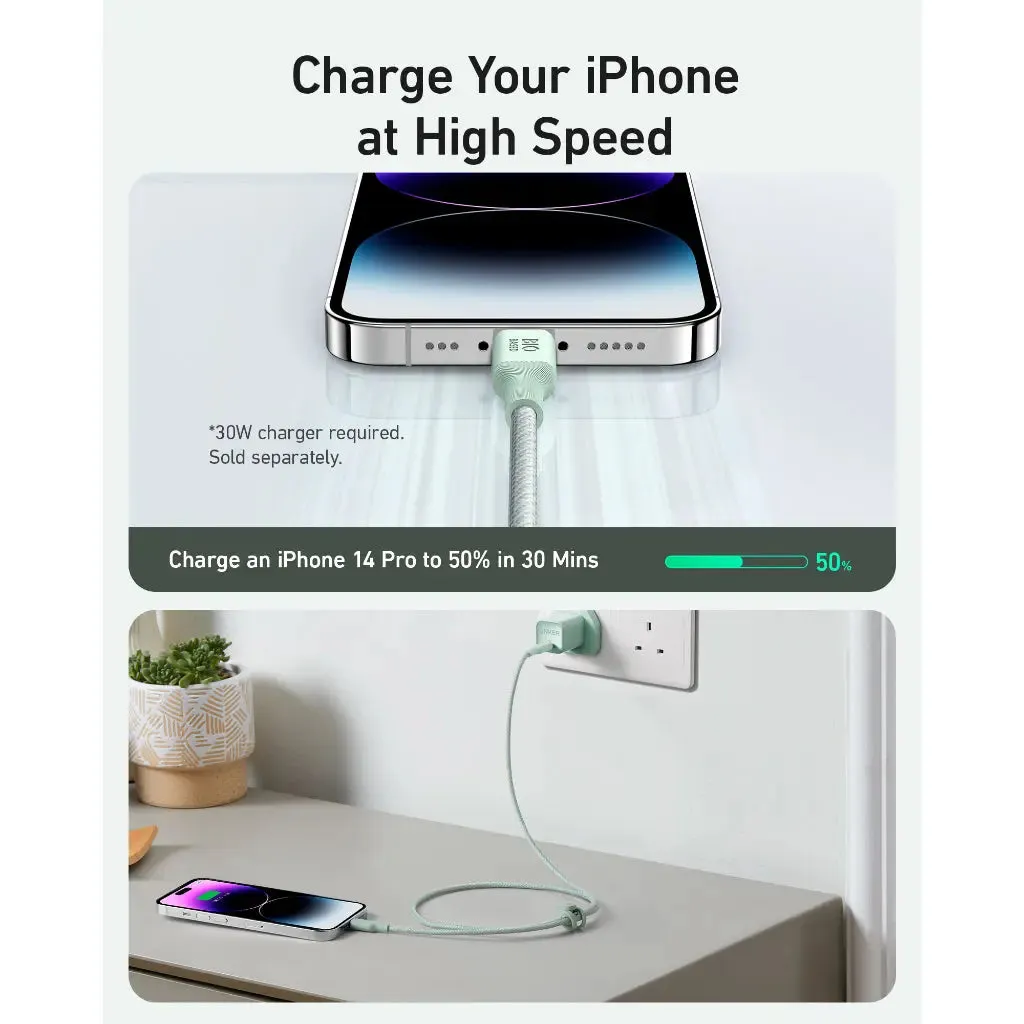 Anker 542 PowerLine USB C to Lightning Cable [MFi Certified] Fast Charging 60W 6ft Cable A80B6