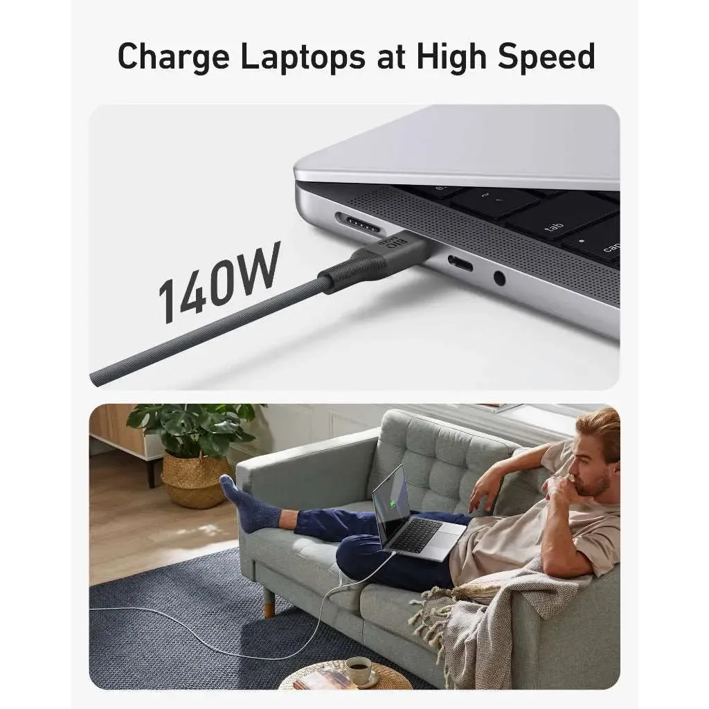 Anker 544 PowerLine USB C to USB C Cable Fast Charging 140W 6ft Cable A80F2