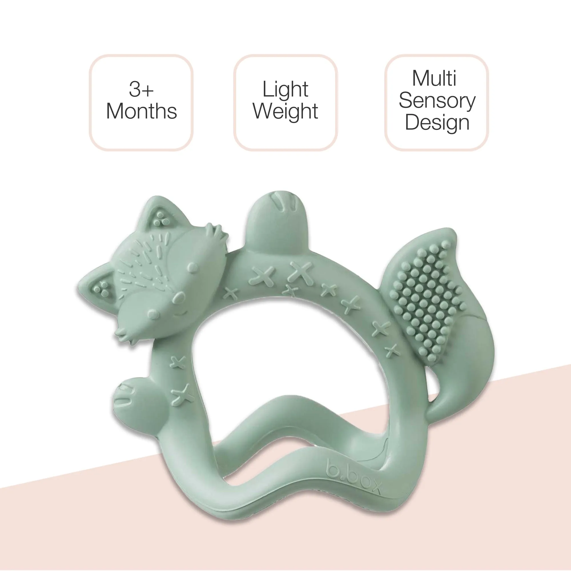 b.box Silicone Wrist Teether Fox Blush Pink
