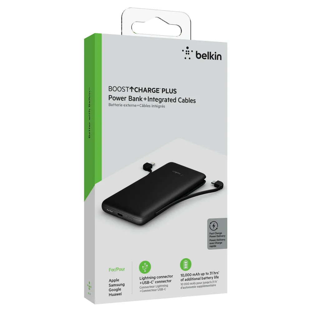 BELKIN Boost Charge 10K PD Power Bank with Integrated Lightning   USB-C - Black