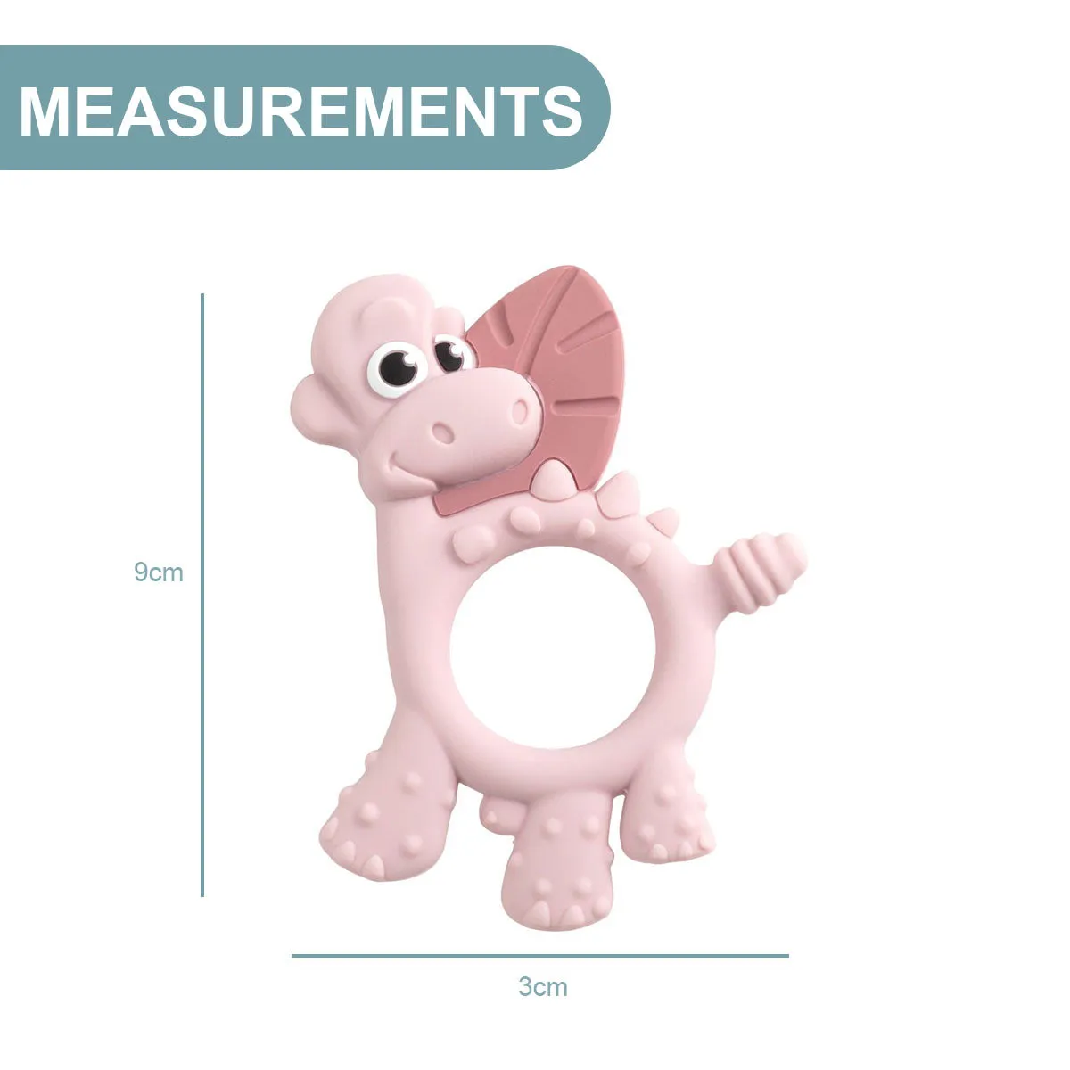 BiBaDo Dotty the Dinosaur- Silicone Multi Sensory Teether - Blush- 3m 