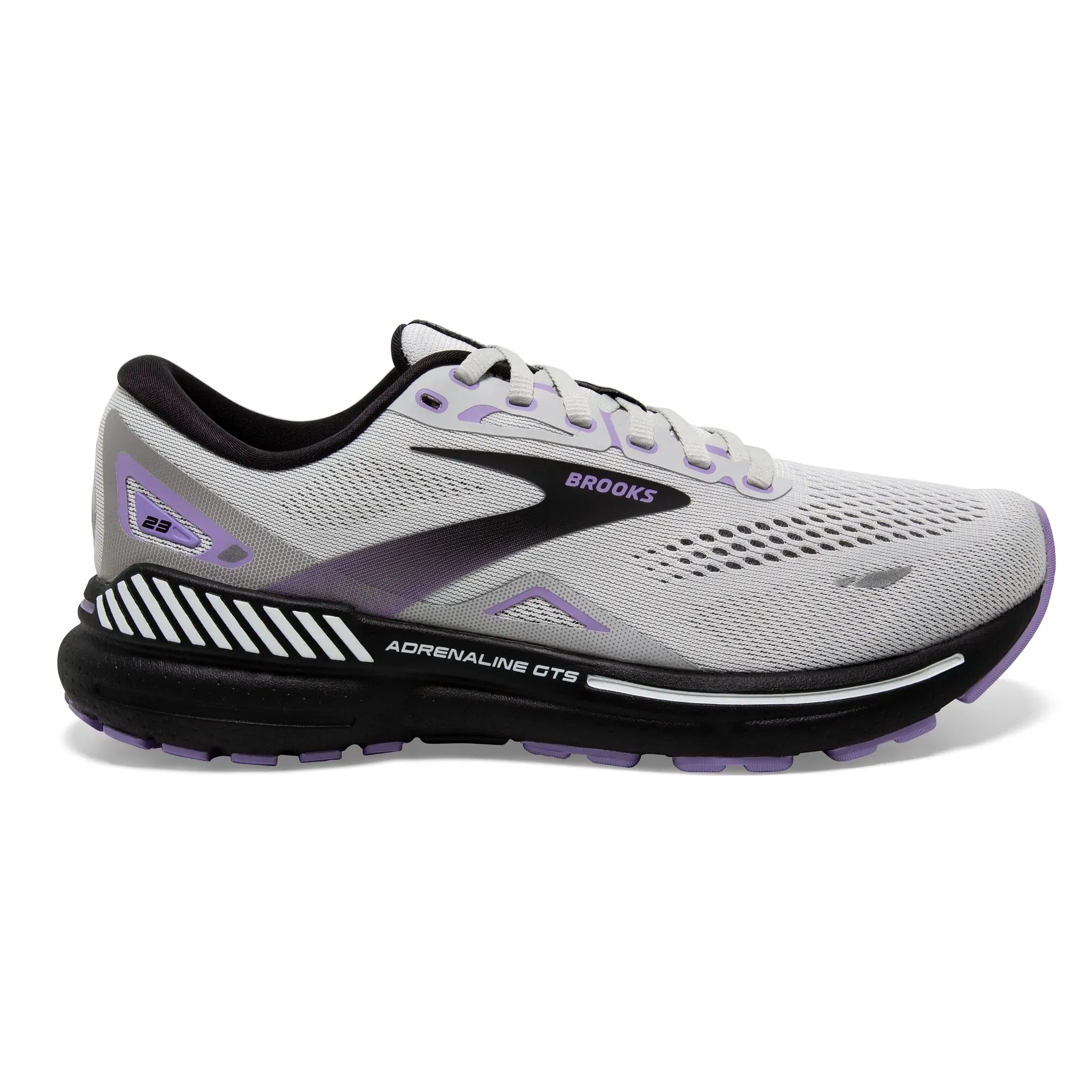 Brooks Women's 120381 039 Adrenaline GTS 23  Grey Blac Purple Cushion Support Running Shoes