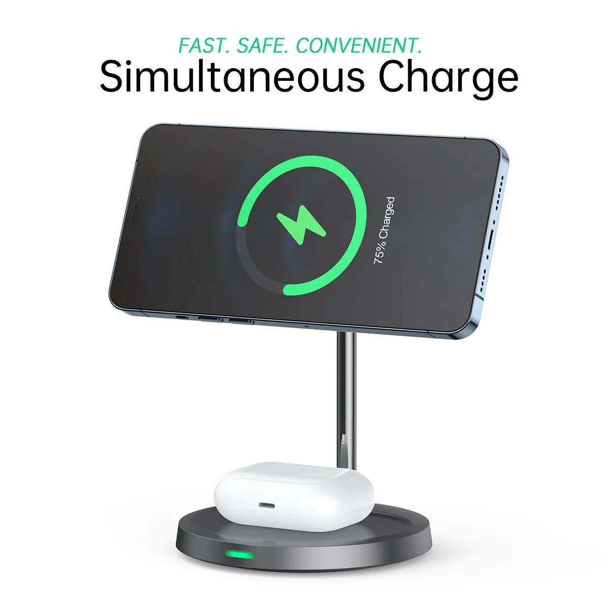 Choetech 2 in 1 Magleap Charger   20W Charger - Grey & Silver