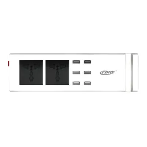 CRONY YC-CDA9 2 socket 6 USB Ports 2 Sockets with US Plug White