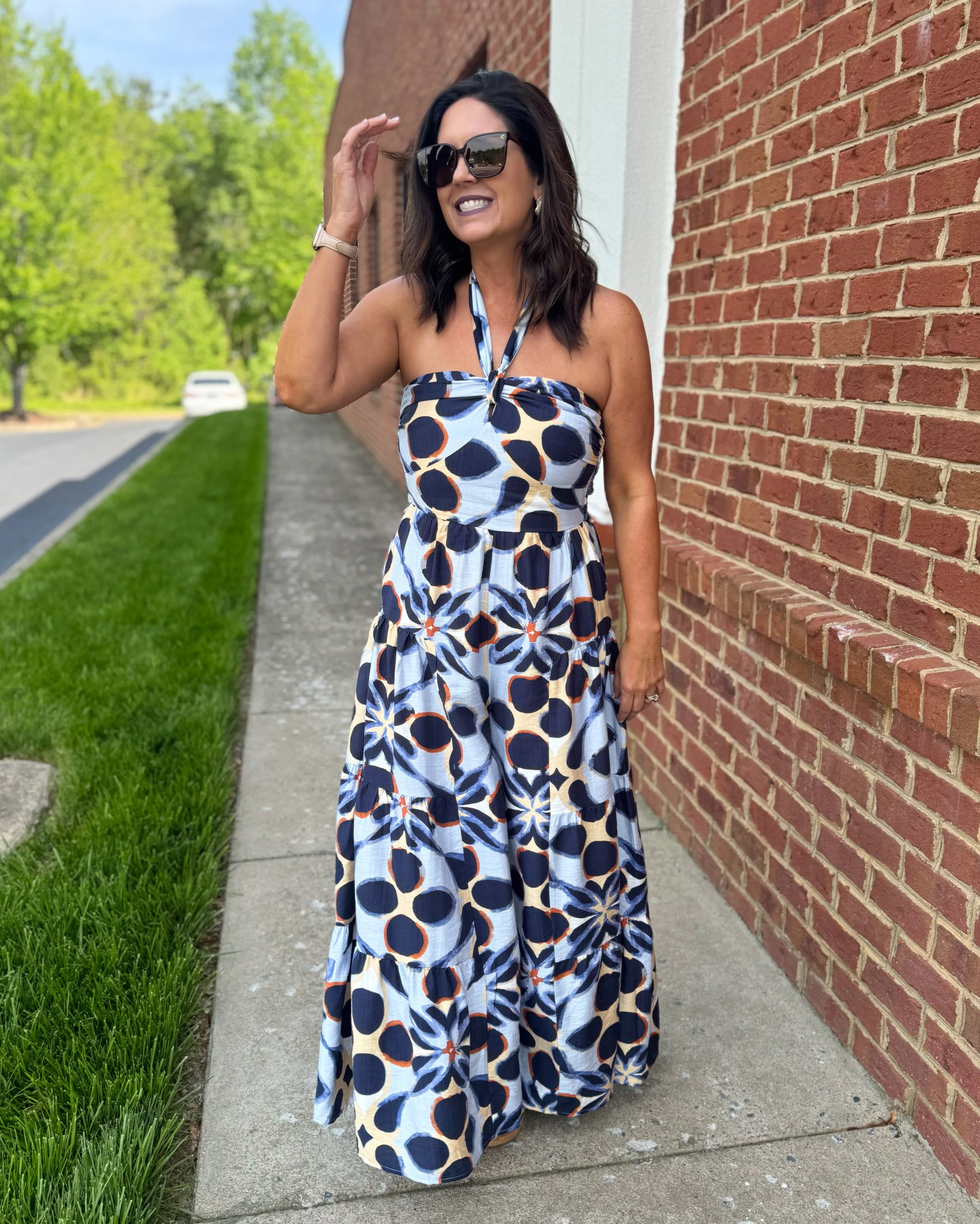 Darla Tropical Jumpsuit in Indigo