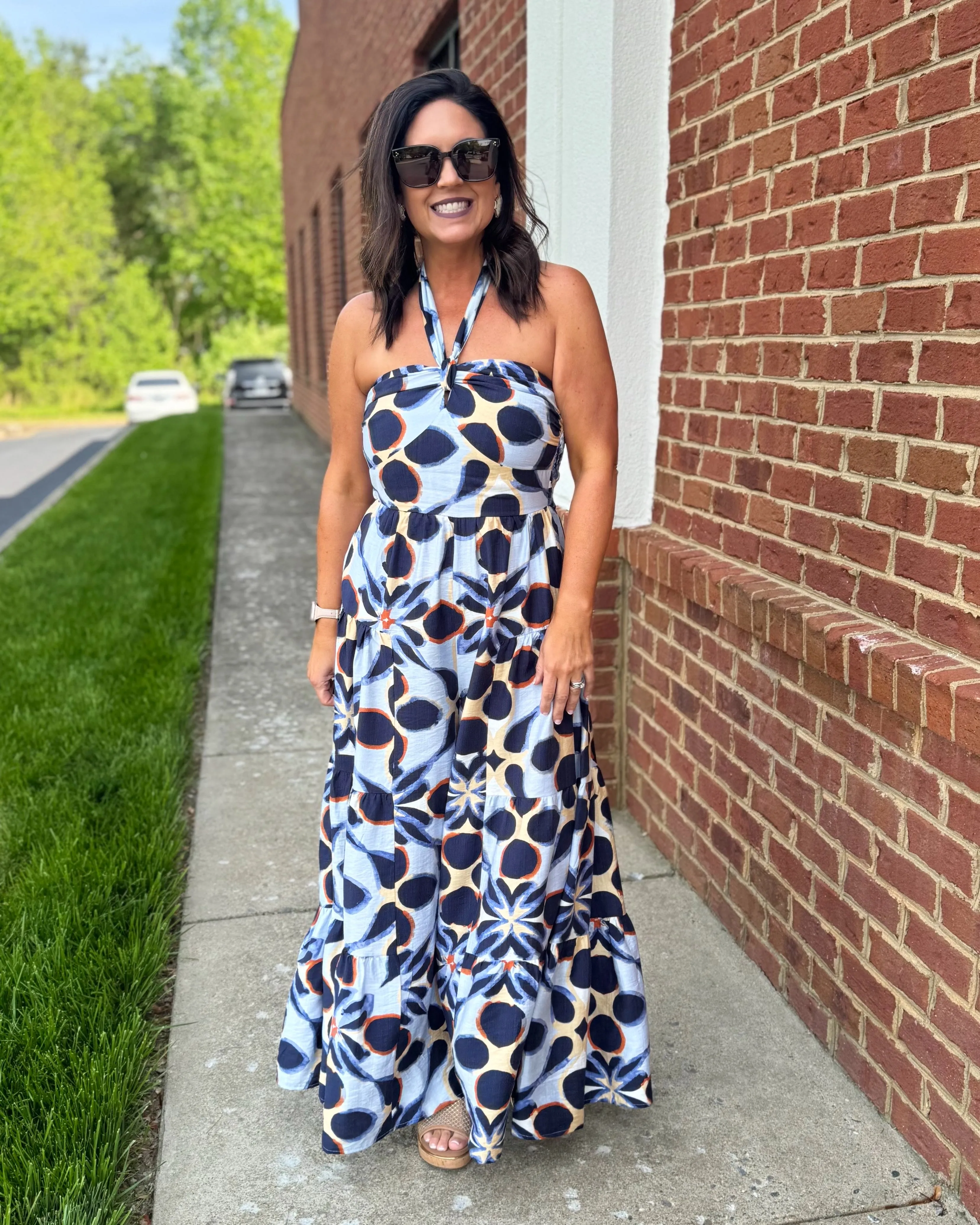 Darla Tropical Jumpsuit in Indigo