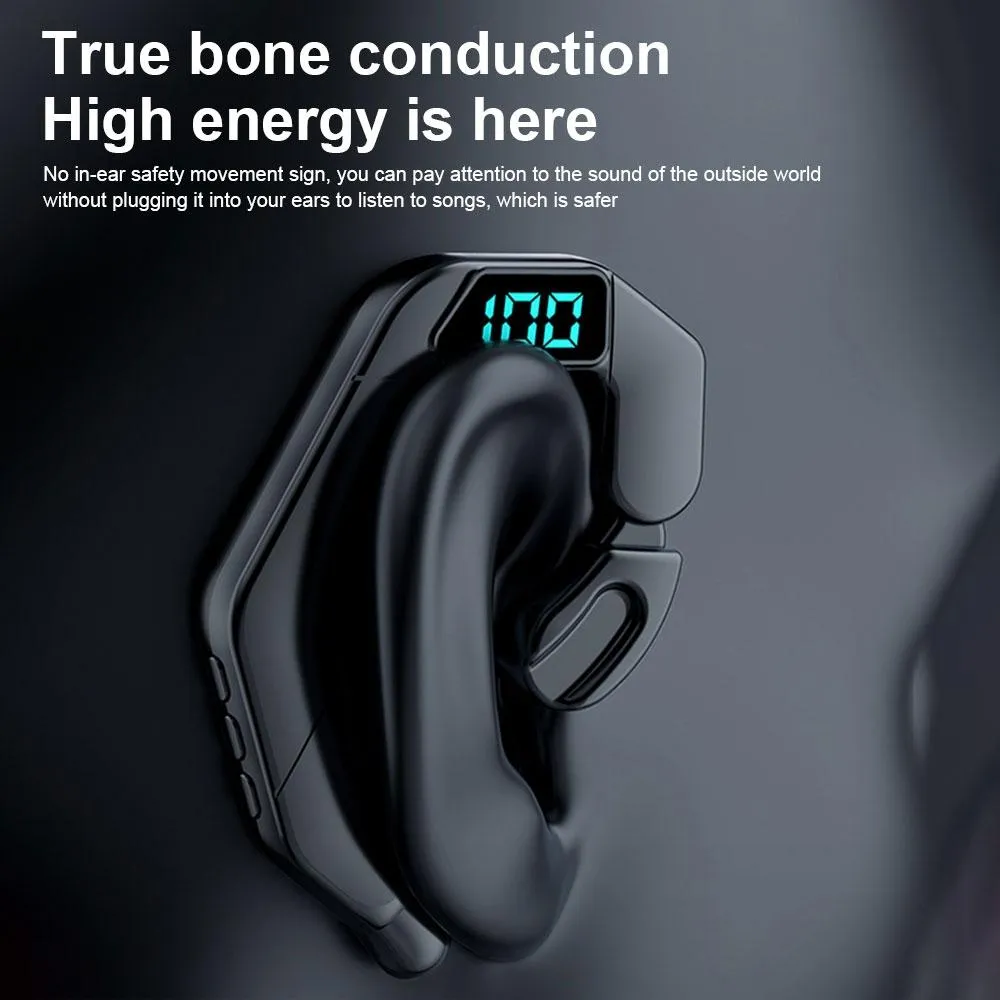Digital Display Bone Conduction Bluetooth Headset - Sporty Design