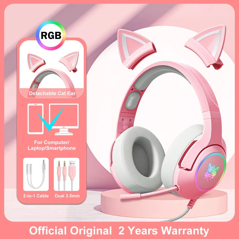 K9 Wired Headphones with RGB Light Flexible HD Mic Gaming Headset Gamer 7.1 Surround Computer Earphones for PC Gamer