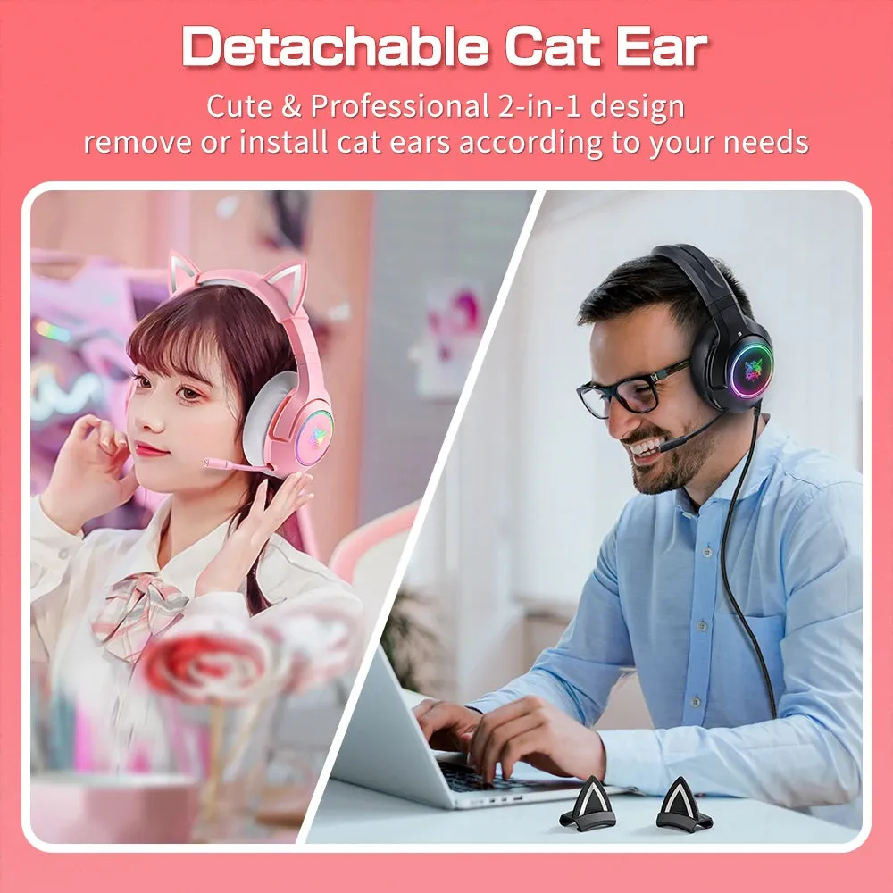 K9 Wired Headphones with RGB Light Flexible HD Mic Gaming Headset Gamer 7.1 Surround Computer Earphones for PC Gamer