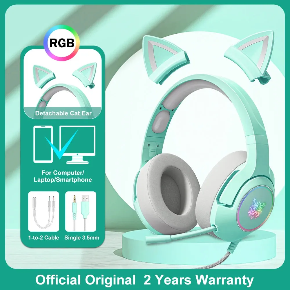 K9 Wired Headphones with RGB Light Flexible HD Mic Gaming Headset Gamer 7.1 Surround Computer Earphones for PC Gamer