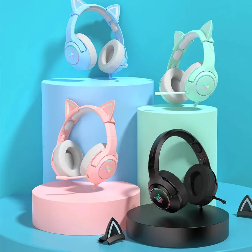 K9 Wired Headphones with RGB Light Flexible HD Mic Gaming Headset Gamer 7.1 Surround Computer Earphones for PC Gamer