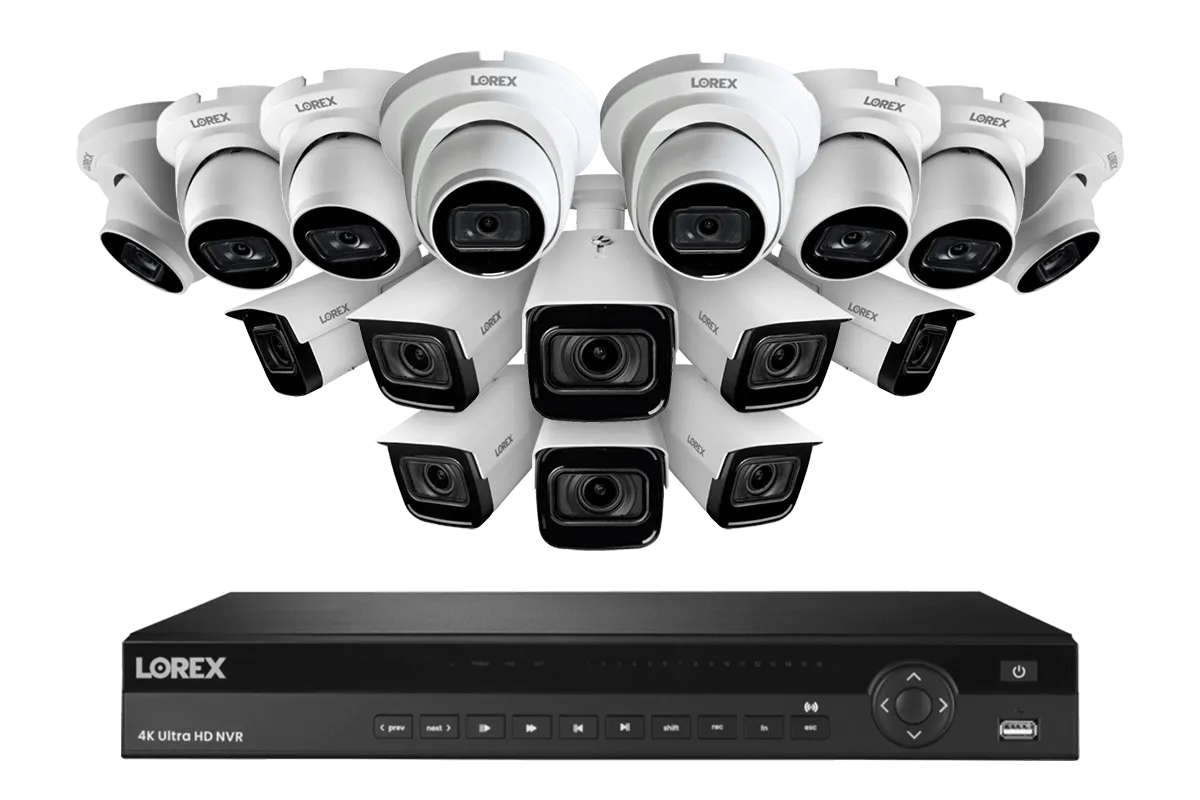 Lorex 16-Channel Smart 30 FPS 4K Nocturnal 4TB NVR System with Listen-in Audio Dome IP Cameras & Motorized Varifocal IP Cameras