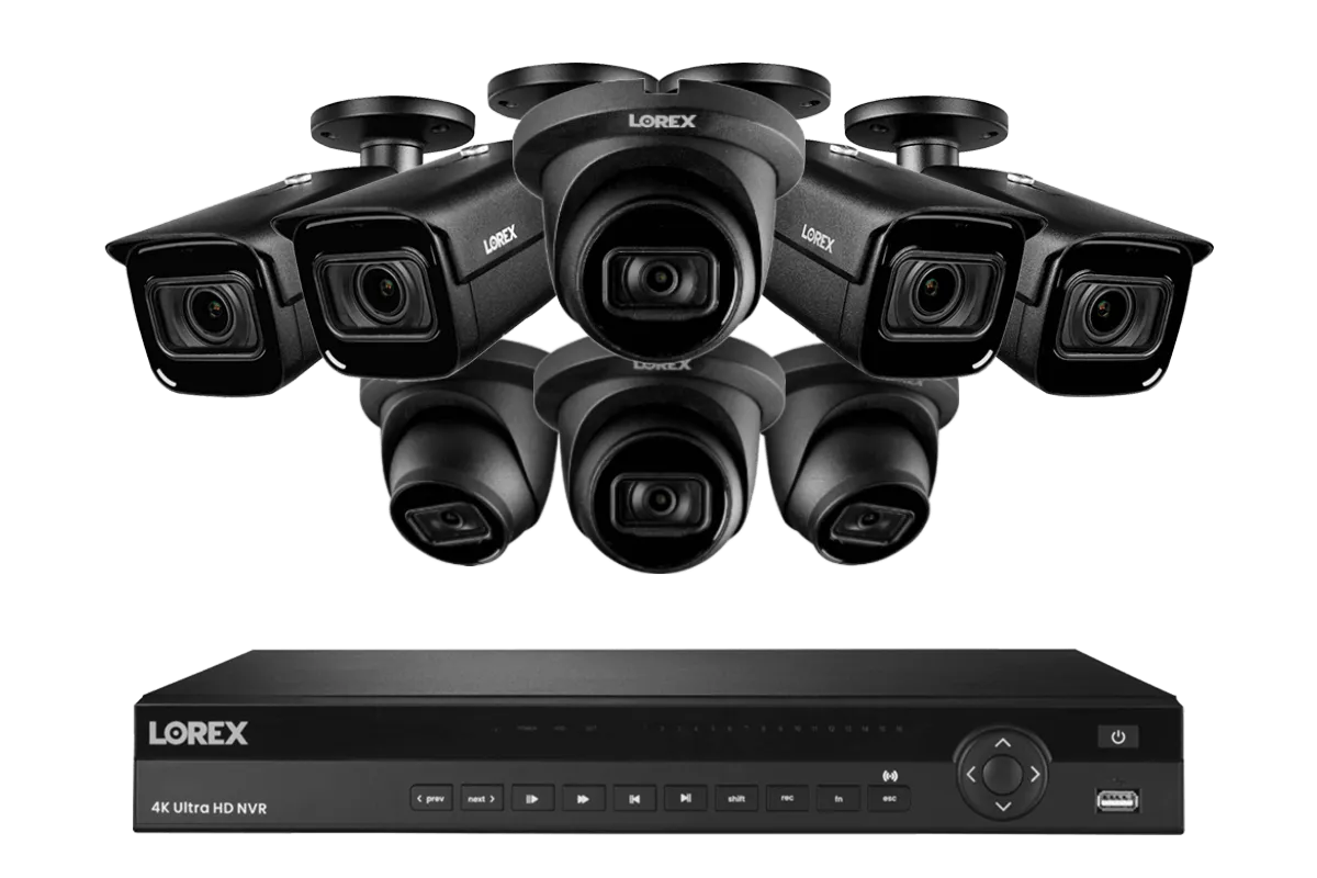 Lorex 16-Channel Smart 30 FPS 4K Nocturnal 4TB NVR System with Listen-in Audio Dome IP Cameras & Motorized Varifocal IP Cameras