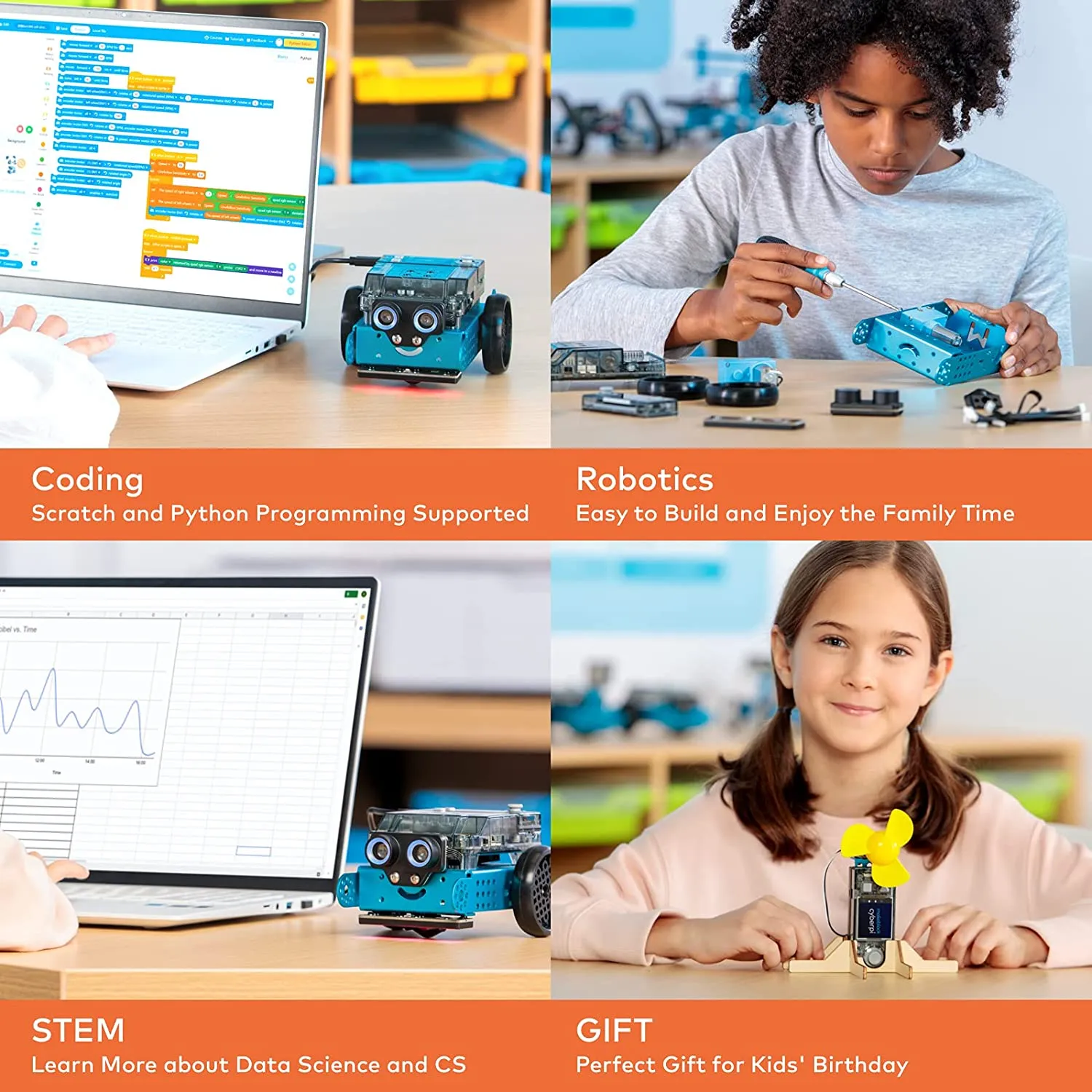 Makeblock mBot 2 / Neo (with CyberPi) Coding Robot for Scratch, Python Wi-Fi, IoT, AI Programming