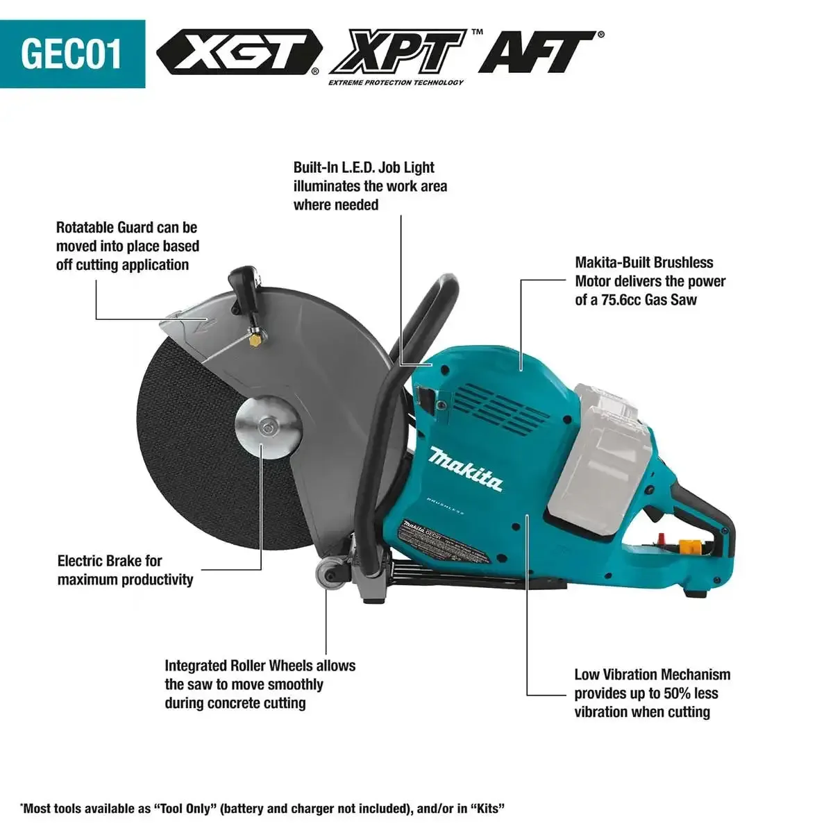 Makita - 80V max (40V max X2) XGT Brushless 14" Power Cutter Kit