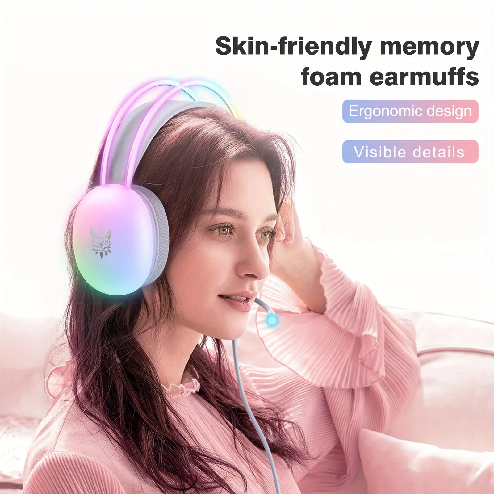 ONIKUMA Professional Wired Gaming Headset Gamer For PC PS4 with RGB Light Noise Cancel Mic Stereo Earphone Surround Sound for Xbox PS5 Computer Games
