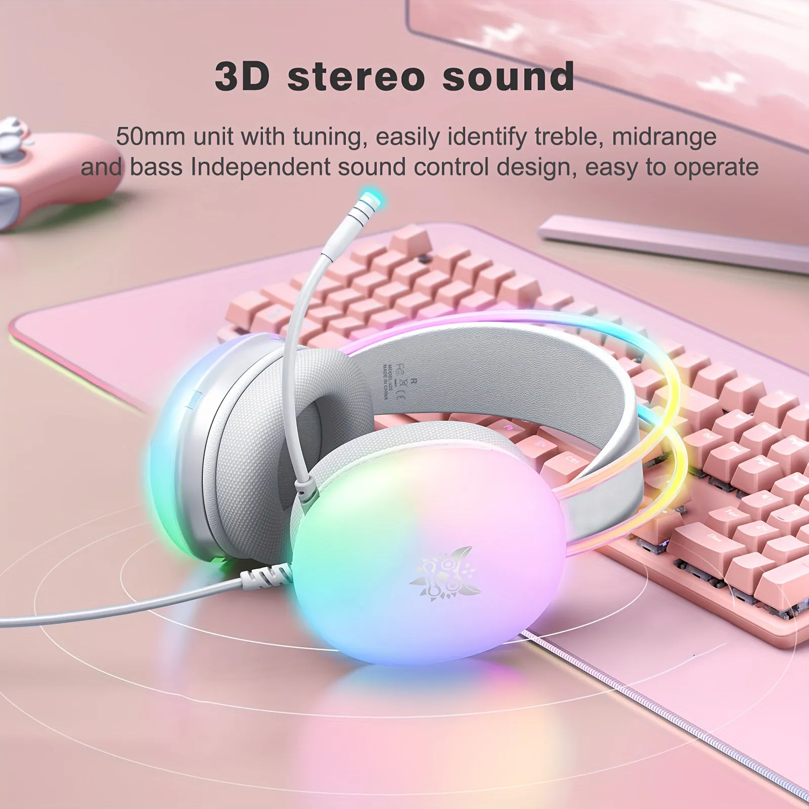 ONIKUMA Professional Wired Gaming Headset Gamer For PC PS4 with RGB Light Noise Cancel Mic Stereo Earphone Surround Sound for Xbox PS5 Computer Games