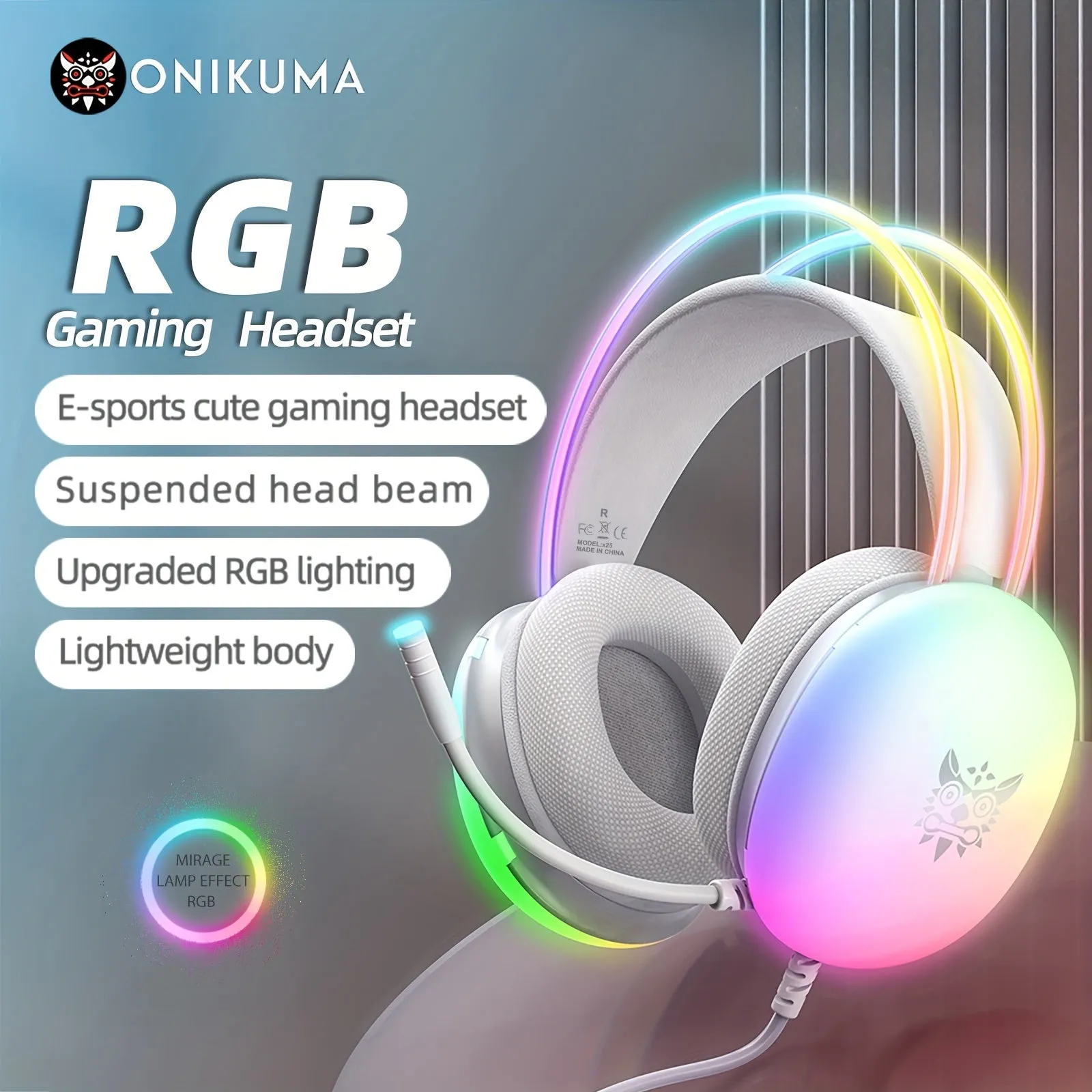 ONIKUMA Professional Wired Gaming Headset Gamer For PC PS4 with RGB Light Noise Cancel Mic Stereo Earphone Surround Sound for Xbox PS5 Computer Games