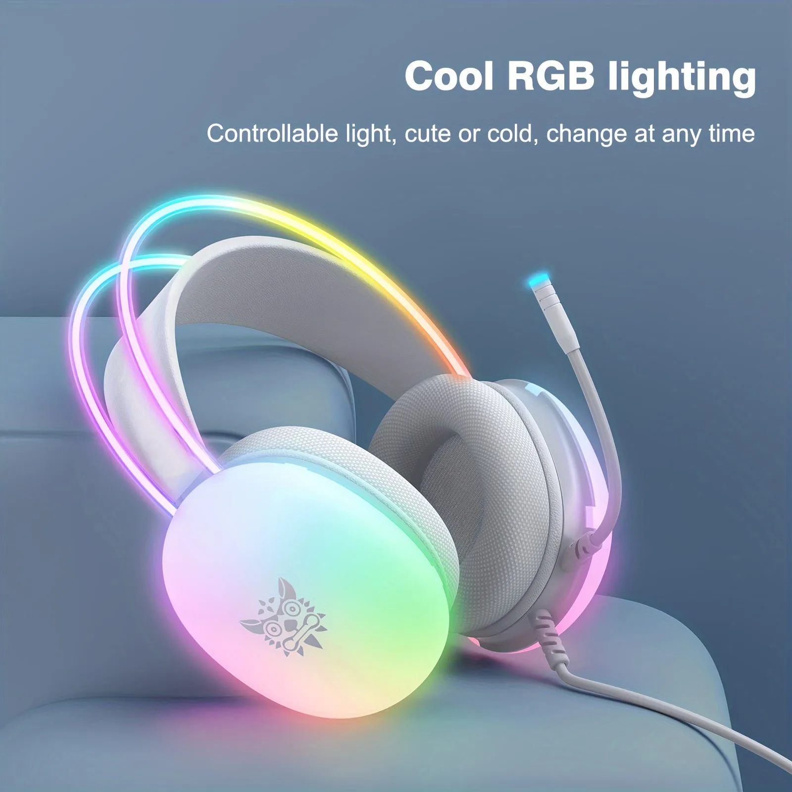 ONIKUMA Professional Wired Gaming Headset Gamer For PC PS4 with RGB Light Noise Cancel Mic Stereo Earphone Surround Sound for Xbox PS5 Computer Games