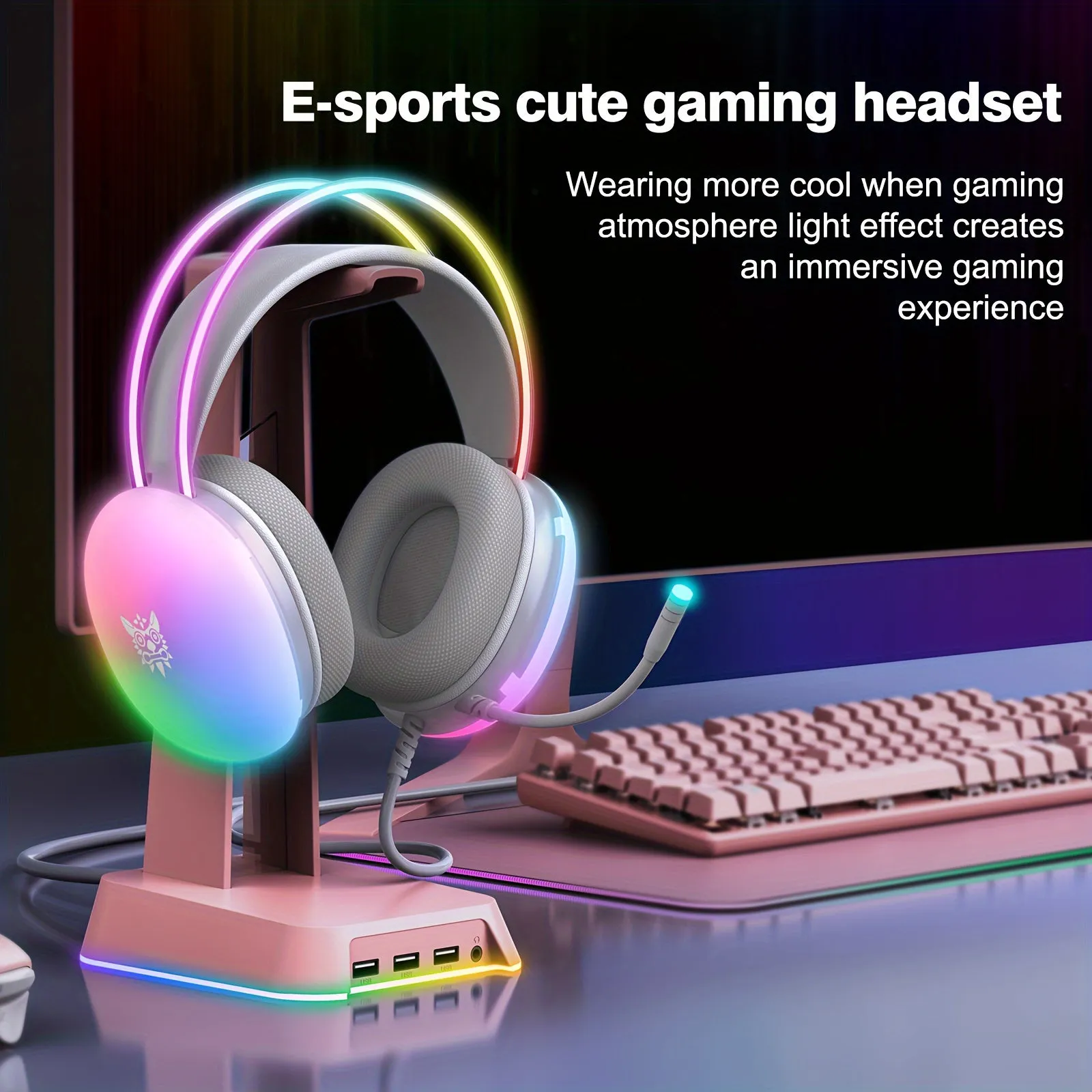 ONIKUMA Professional Wired Gaming Headset Gamer For PC PS4 with RGB Light Noise Cancel Mic Stereo Earphone Surround Sound for Xbox PS5 Computer Games