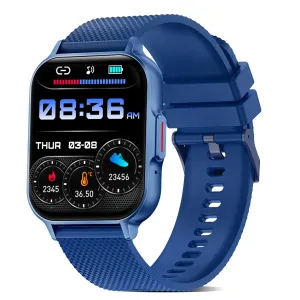 pTron Newly Launched Reflect Classic 2.01 inch Square Dial Smartwatch, Bluetooth Calling, Full Touch Display, 600 NITS, Metal Frame, 100  Watch Faces, HR,SpO2, Voice Assist, 5 Days Battery Life (Blue)