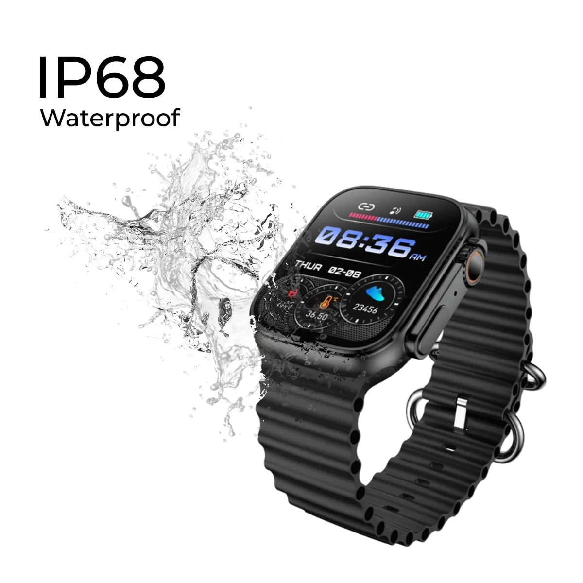 pTron Newly Launched Reflect Pro Smartwatch, Bluetooth Calling, 1.85" Full Touch Display, 600 NITS, Digital Crown, Metal Frame, 100  Watch Faces, HR, SpO2, Voice Assist, 5 Days Battery Life (Black)