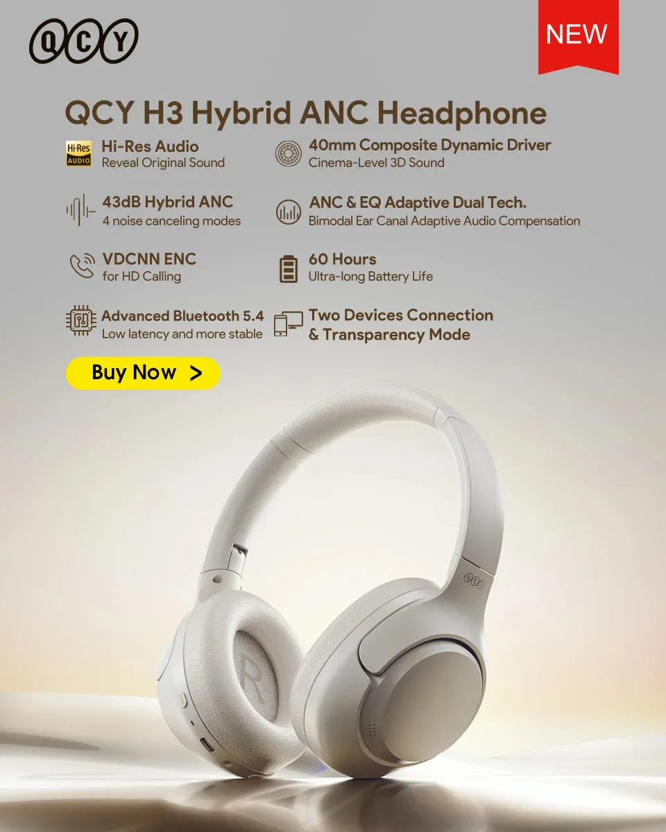 QCY H3 ANC Wireless Headphones Bluetooth 5.4