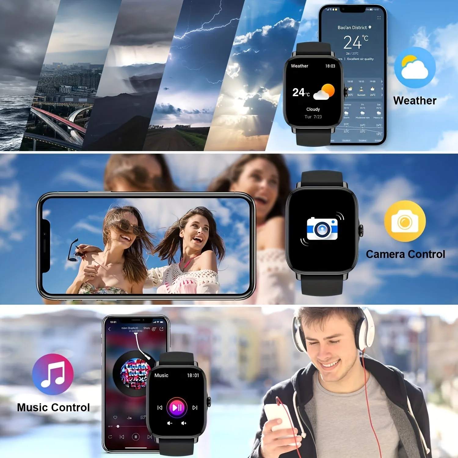 Smart Watch For Men Women (Answer/Make Calls), 4.98cm HD Touch Screen Fitness Watch, 112 Sports Modes, IP67 Waterproof Activity Trackers Compatible With Android IOS