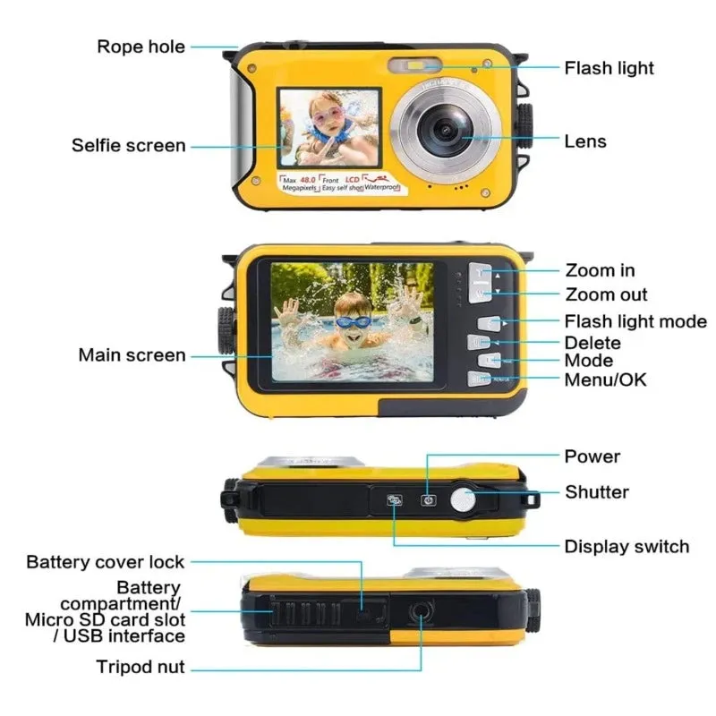 Waterproof Digital Double Screen Camera