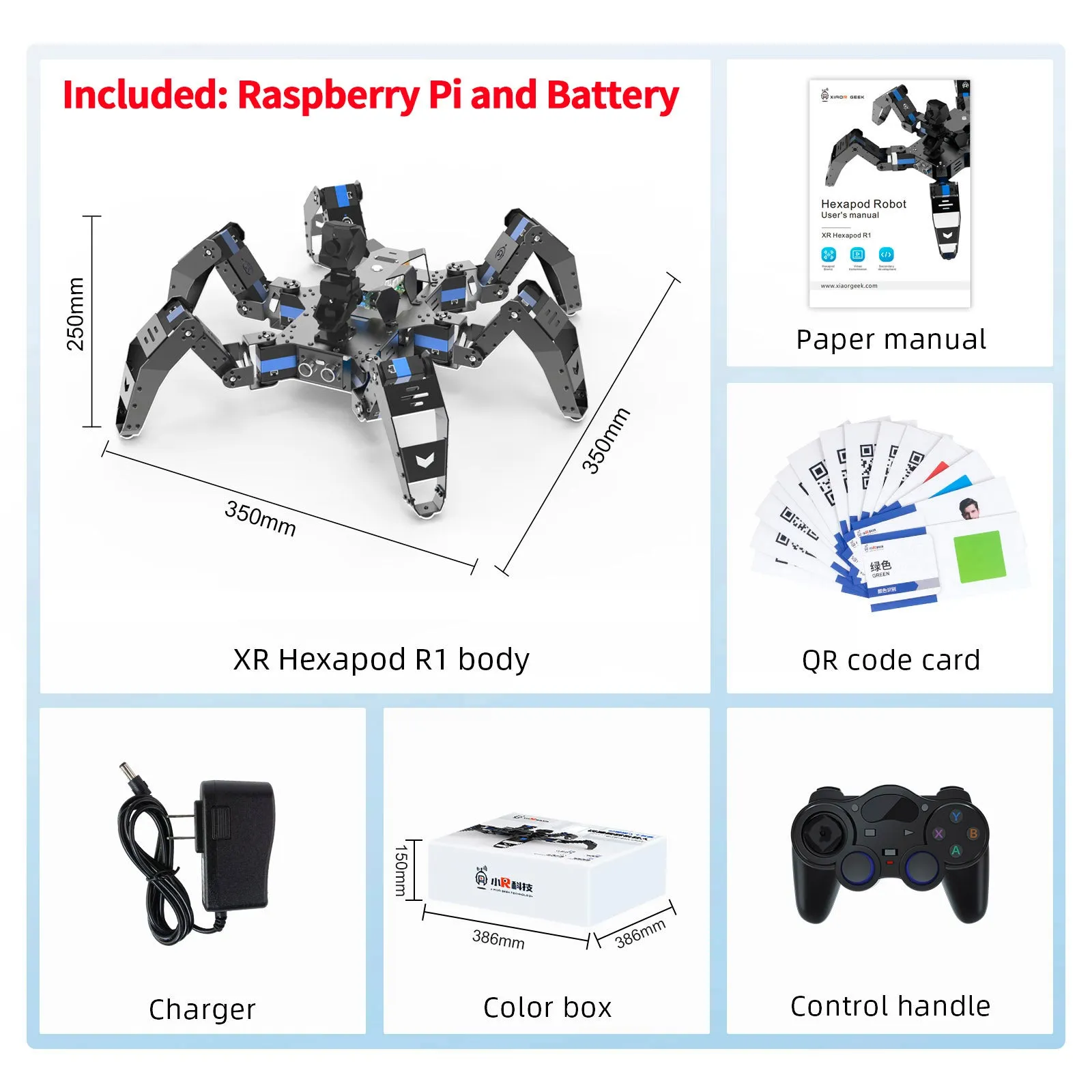 XR-R1 Artificial Intelligence Hexapod Bionic Robot Kit for Raspberry Pi 4B programming