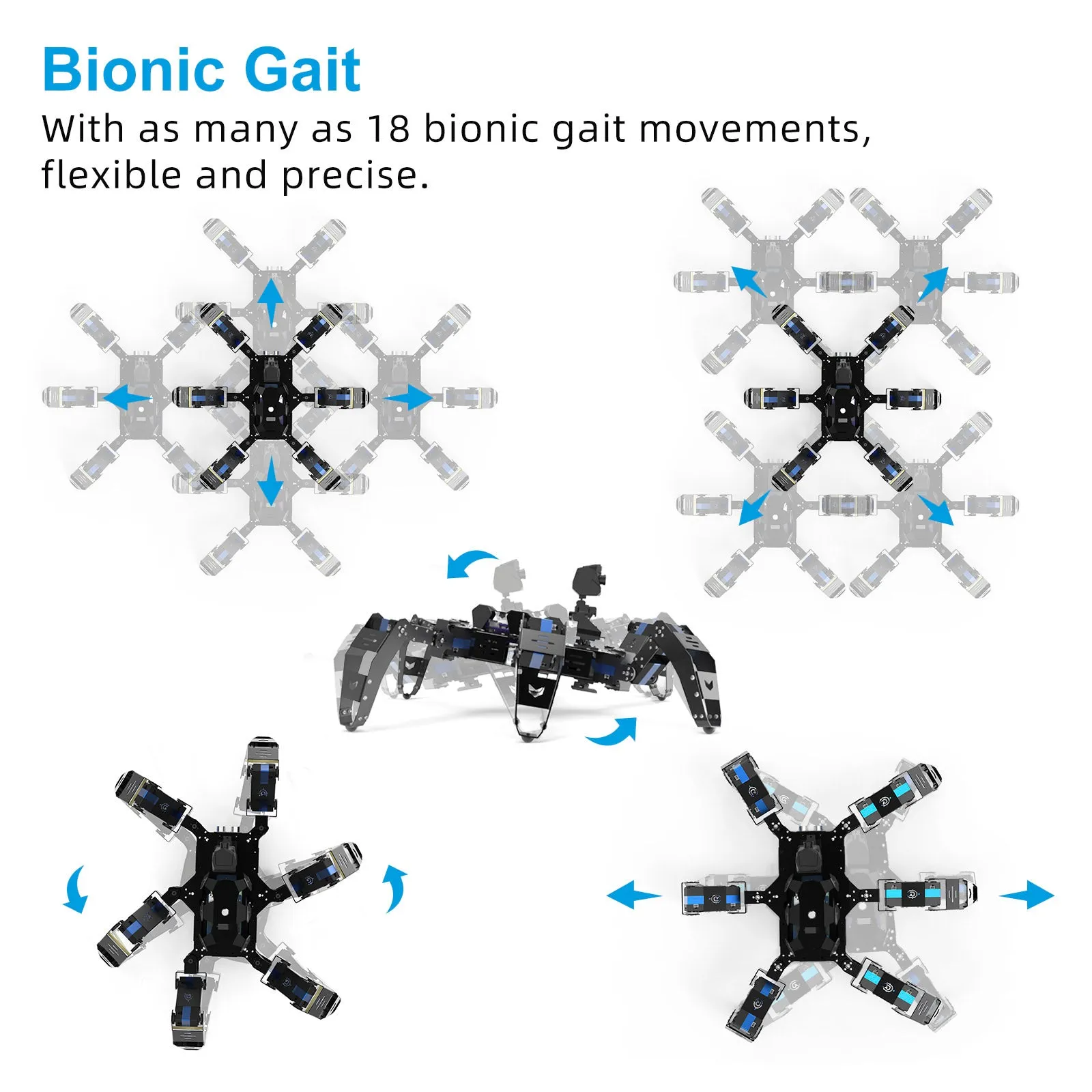 XR-R1 Artificial Intelligence Hexapod Bionic Robot Kit for Raspberry Pi 4B programming