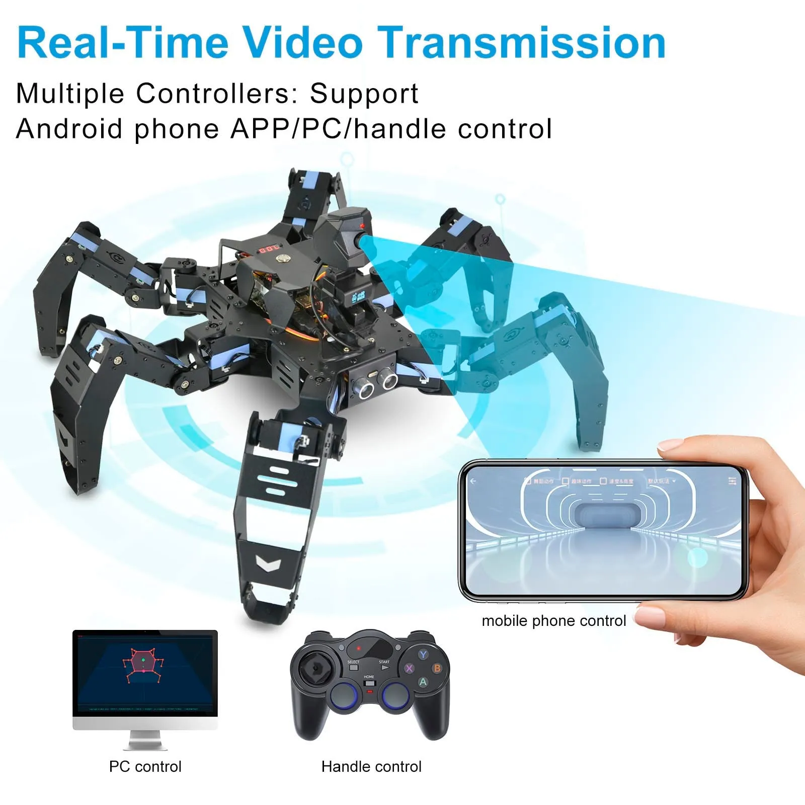 XR-R1 Artificial Intelligence Hexapod Bionic Robot Kit for Raspberry Pi 4B programming